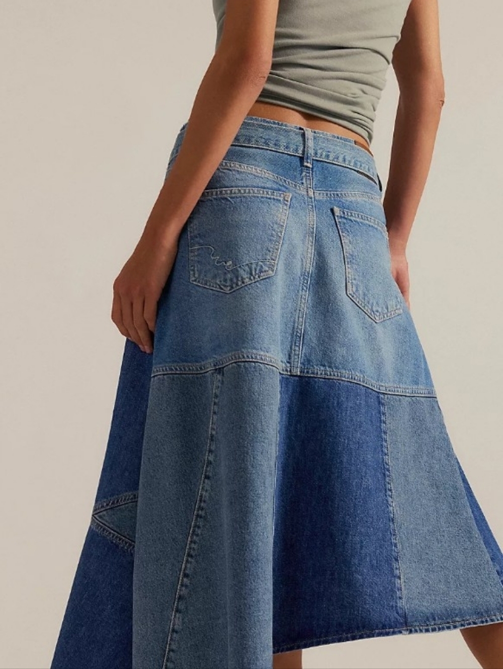 We The Free Piece Of Work  Patchwork Denim Maxi Skirt, nwot, *31 - Picture 3 of 3
